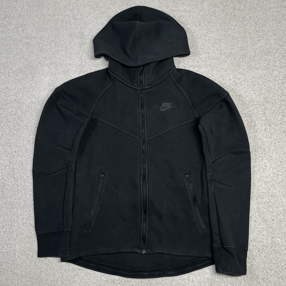 Nike Tech Fleece Hoodie Womens XS Black Full Zip Jacket Swoosh Logo Windrunner